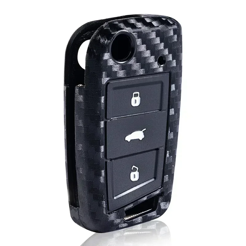Carbon Fiber Style Car Key Case Cover For VW Volkseagen Passat B8 Magotan For Skoda Superb A7 Kodiaq For Seat view 3