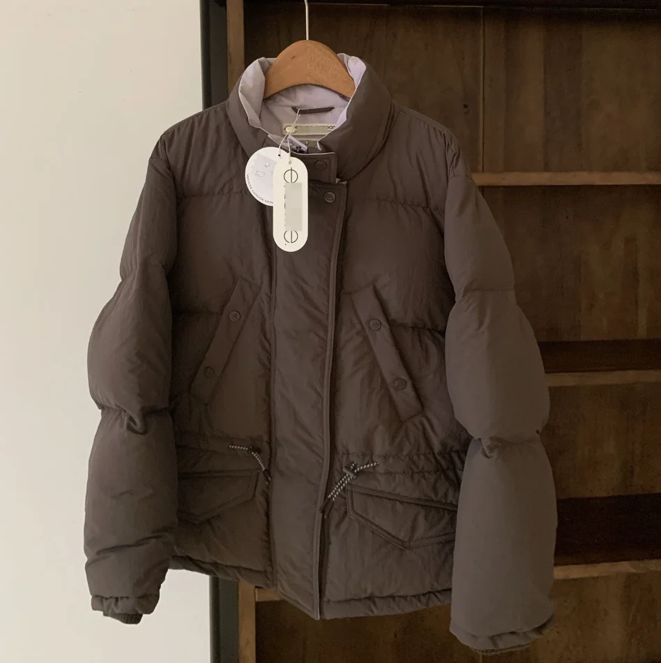 ERUME Qui Release Color Blo Dstring الخصر 90 أوزة أسفل فضفاضة دافئة خفيفة الوزن منتفخة Jaet ملابس خارجية شتاء 2025