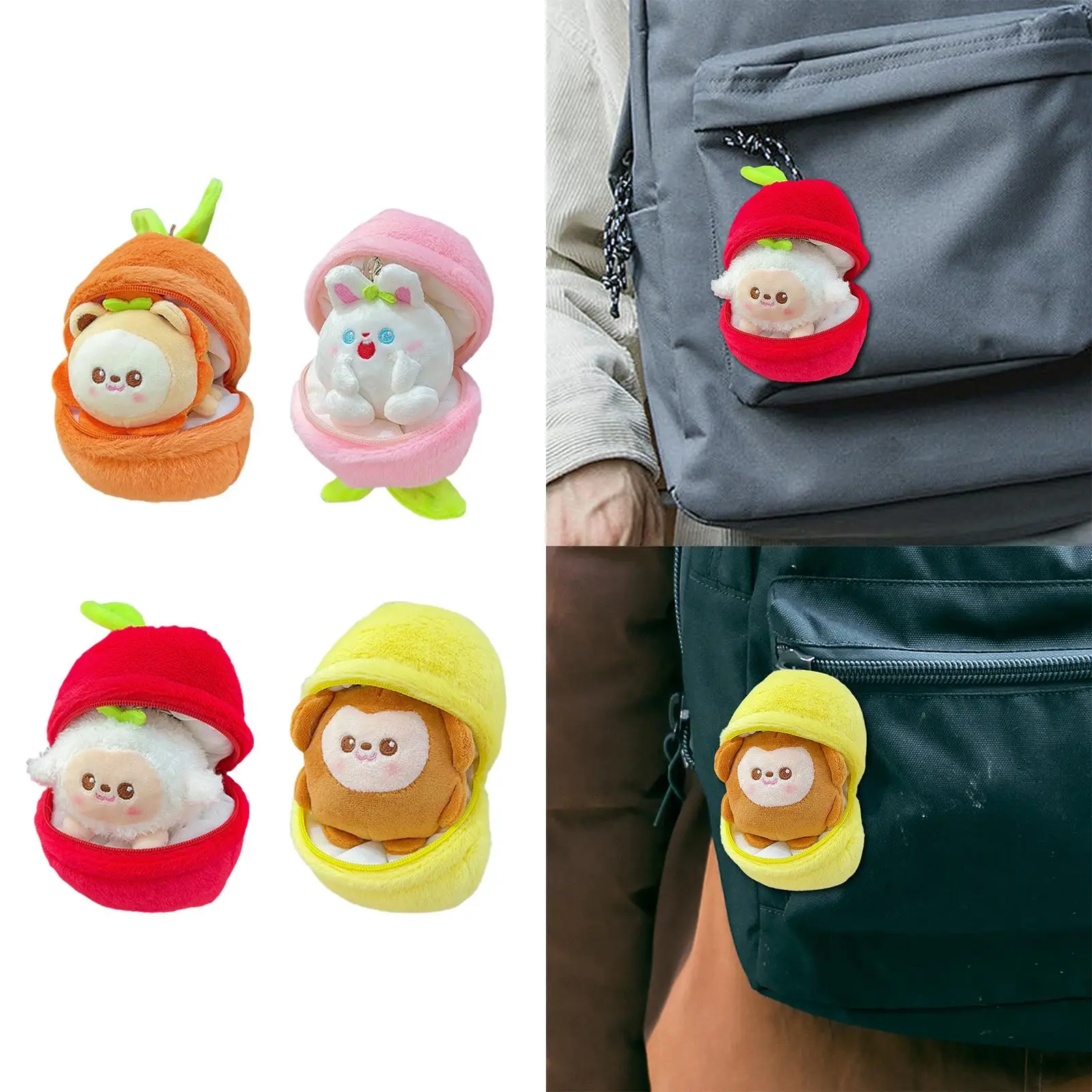 Fruit Keychain Soft Stuffed Doll Women Fruit Doll Plush Toy for Car Tote Backpac