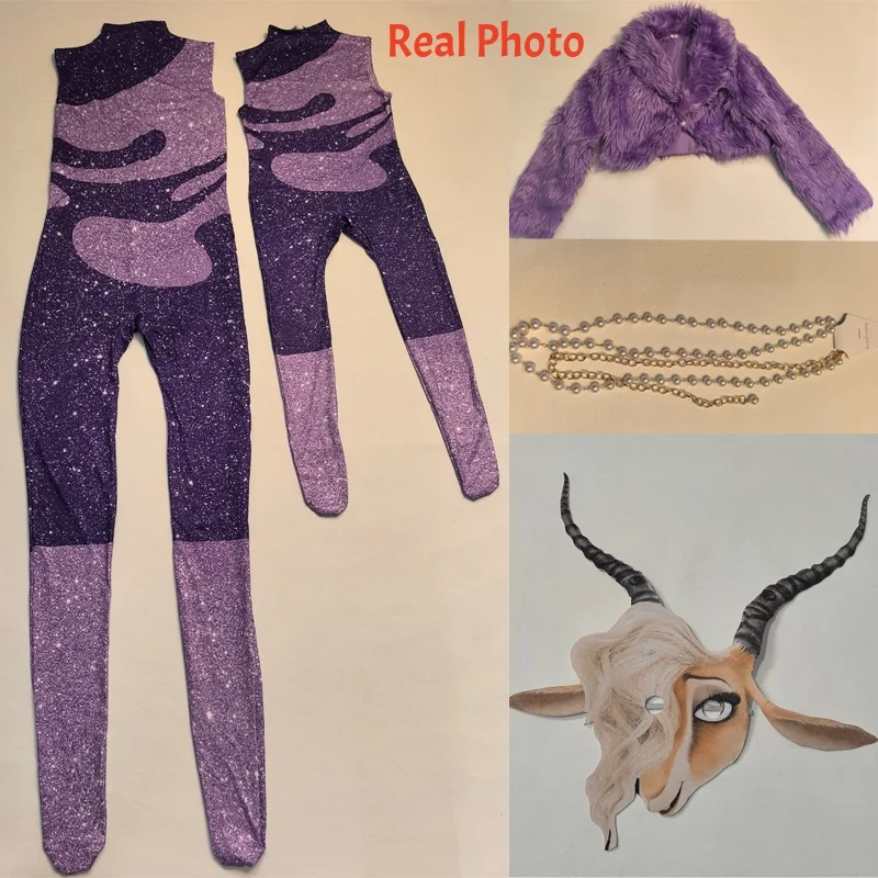 Gazelle Costume Anime Cosplay Singer Gazelle Fleece Coat Jumpsuit Adults Womens Jacket Halloween Outfits - view 3