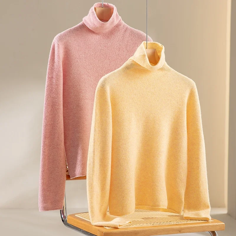 Birdtree,86.5% Wool 13.5% Yak Wool Knitted Undershirt,Women Seamless Pile Collar Basics Shirt,Autumn/Winter Pullover T5O004JF