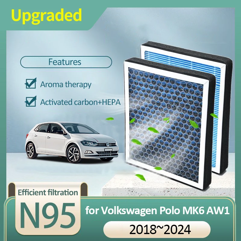 Activated Carbon Air Filter for Volkswagen VW Polo MK6 AW BZ AW1 BZ1 AE1 Virtus 2018 2019 2020 2021 2022 2023 2024 6R0819653 Car