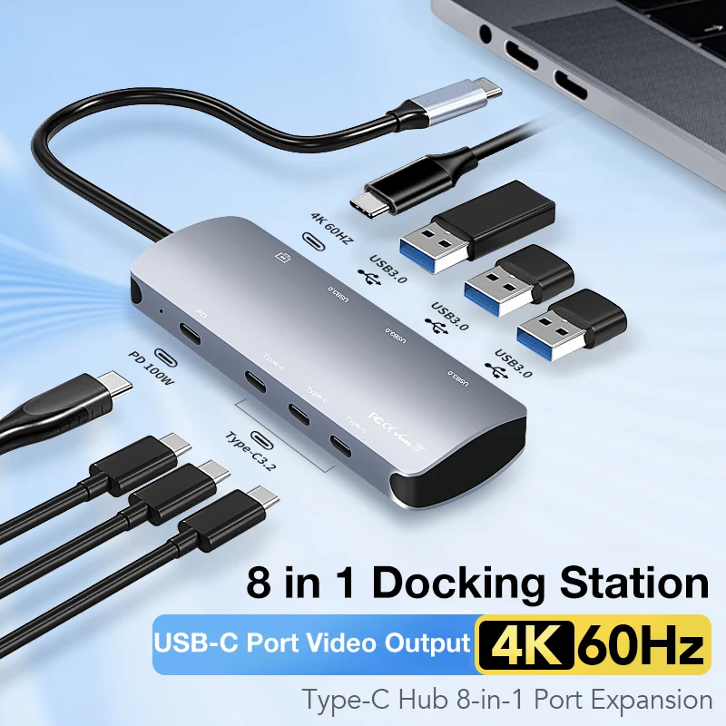 

USB C Hub 10Gbps with 4K@60Hz Video Output 100W Power Delivery Charging Data Transfer Adapter for MacBook Pro/Air iPad Pro Mac