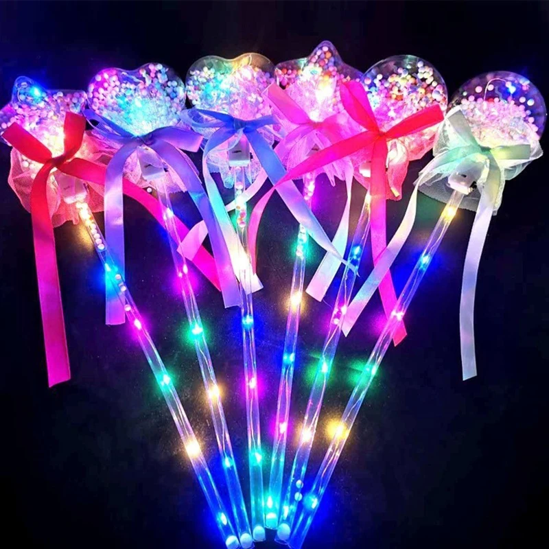 10PCS Fairy Stick Wave Ball Magic Stick Sparkling Ball Push Small Gift Children's Glow Toy Party Supplies