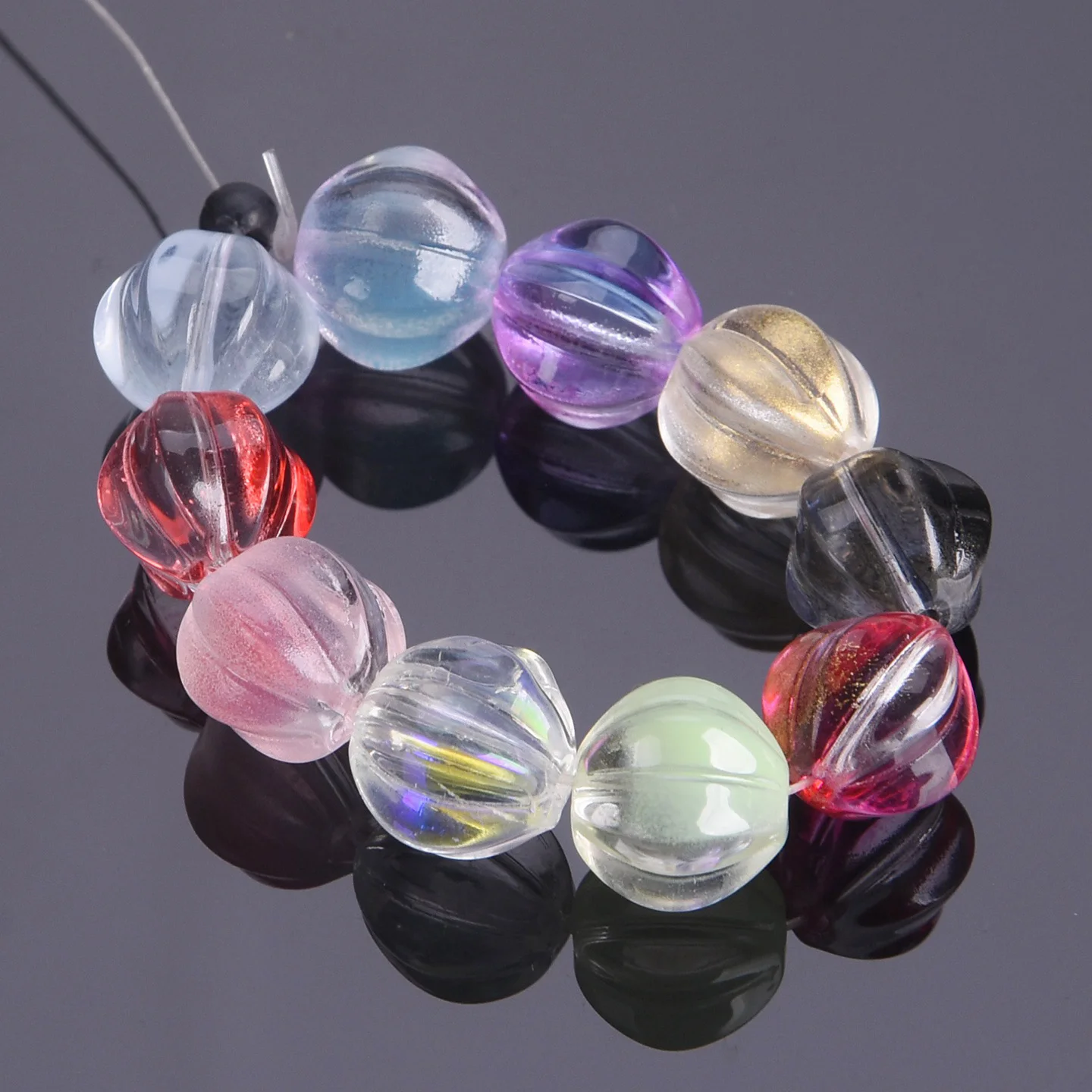 10 szt. Okrągłe koraliki dystansowe z kryształowego szkła lampwork w kształcie dyni, 10 mm, do wyrobu biżuterii, rękodzieła DIY, elementy do wyrobu ozdób. — zdjęcie 3