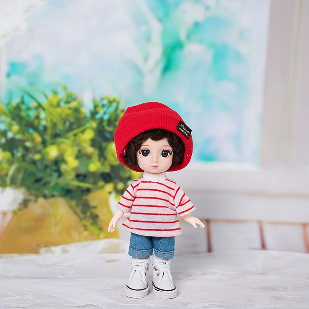 Dolls Accessories Dress Up Doll Clothes Summer Shorts 16~17cm Doll T-shirt Knitted Hat Mini Doll Jeans Pants Girls Toy