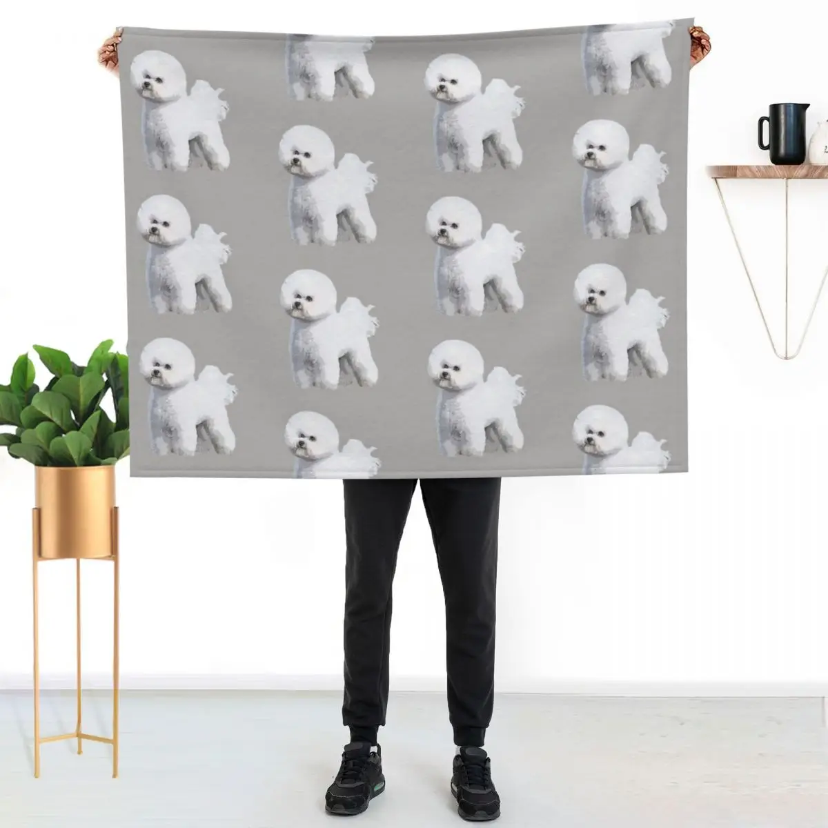 Bichon Frise Standing Beauty Throw Blanket Furry Extra Large Throw manga Bed linens christmas gifts cosplay anime Blankets