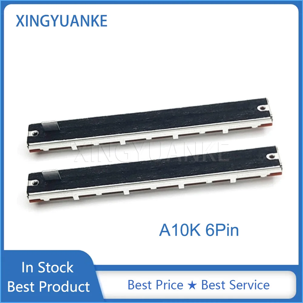 2Pcs SC1009G 128mm Mixer Fader A10K Dual A10KX2 Straight Slide Potentiometer Total Length 12.8cm Stroke 100mm 6Pin Handle 8mm