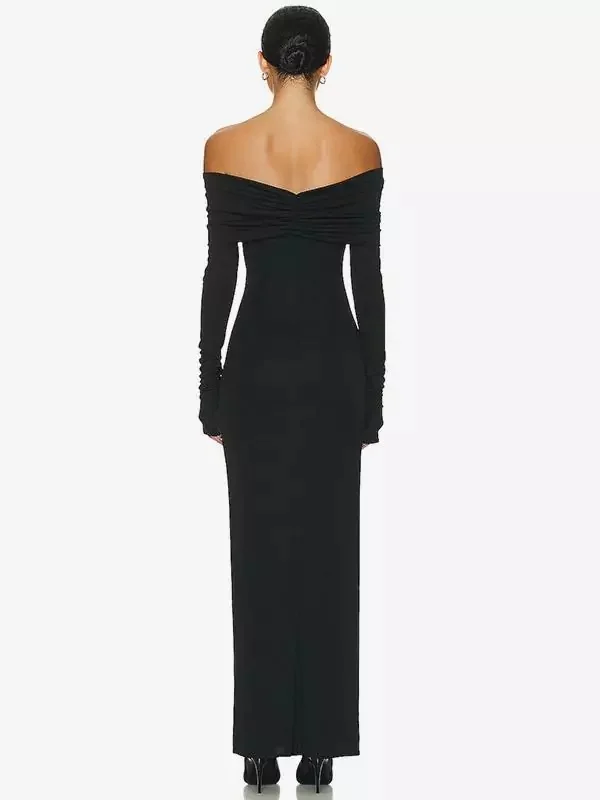 Vestidos largos elegantes personalizados de gasa con pliegues cruzados y hombros descubiertos, vestidos para ocasiones a medida, Retro, alta calidad