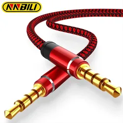 NNBILI-Cable de Audio con conector Jack de 1,5 M y 3,5mm, Cable auxiliar de nailon trenzado de 3,5mm para coche, código de extensión de auriculares para teléfono, MP3, auriculares y altavoz