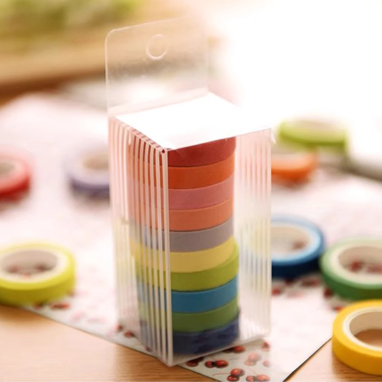 Rainbow Color Masking Washi Tape, 10pcs Japanese Washi Sticky Paper Tape, Adhesive Printing DIY Scrapbooking Deco