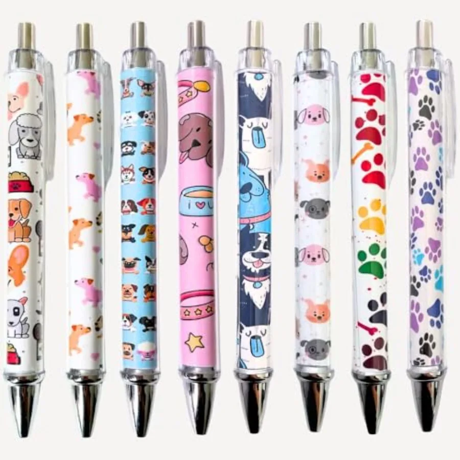 

8PC Dog Writing Pens Veterinary Ballpoint Ink Pen Set for Dogs Lovers Doggie People Kawaii Puppy Paw Print Vet Med School Suppl