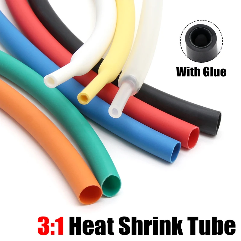 

1M 3:1 Heat Shrink Tube Diameter 1.6/2.4/3.2/4.8/6.4/7.9/9.5/12.7/15.4/19.1/25.4/30/39/50mm With Double Wall Glue Tube