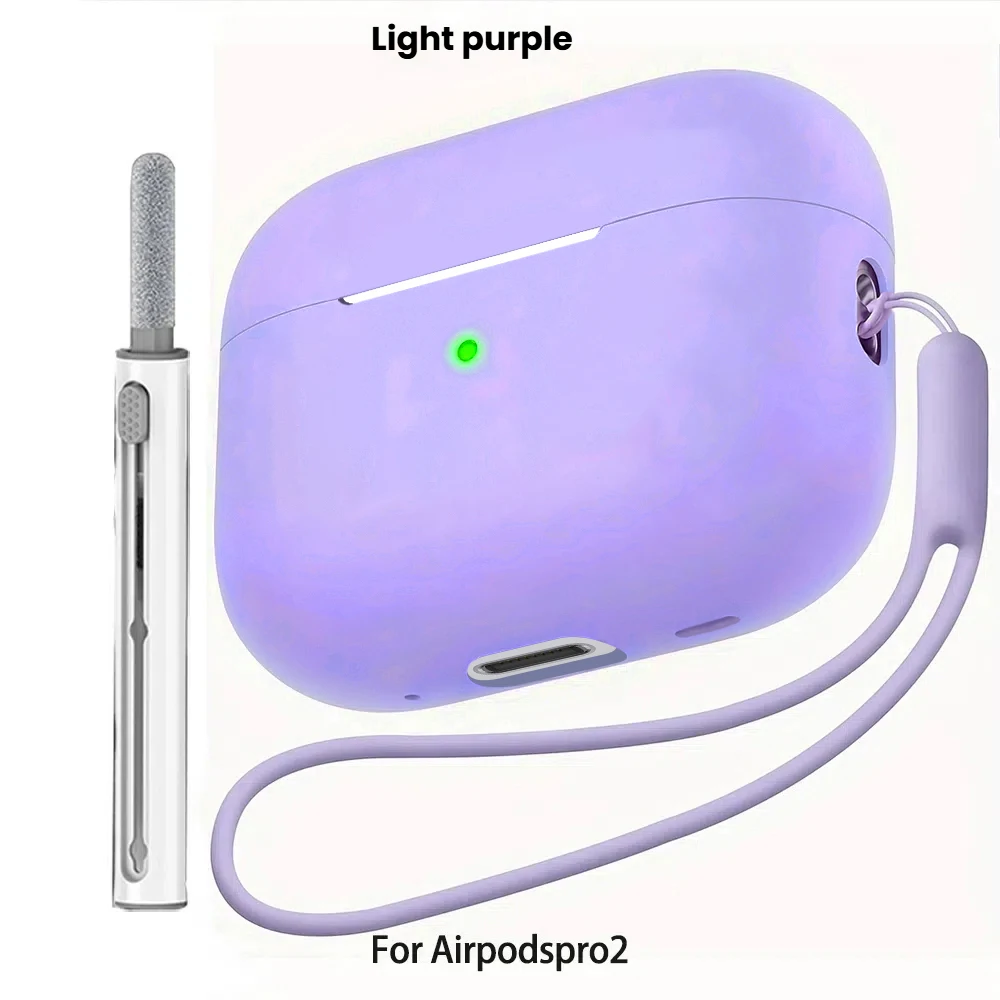 حافظة لهاتف AirPods Pro 2 غطاء من السيليكون السائل لأجهزة AirPods Pro 2 2nd Pro2 2022 2023 حافظة مع قلم تنظيف الحبل Funda