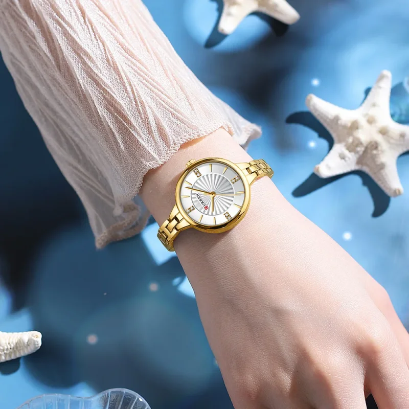 CURREN 9097 Fashion Brand Ladies Quartz Watch Elegant Simple Watches for Women Casual Waterproof Stainless Business Wristwatch