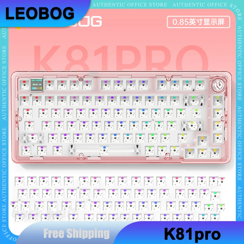 Leobog K81pro Bluetooth Wireless Mechanical Keyboard Kit 3 mode 75% Layout RGB Transparent Hot Swap Customization For Win/Mac OS