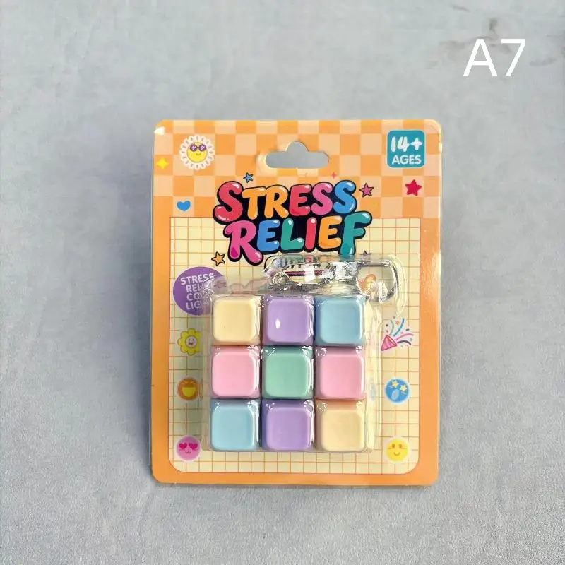 Stress Relief Keyboard Keychain Fidget Toy 3/4/9 Grids Square No Light Pendant for Daily Pressure Reduce Time Killing