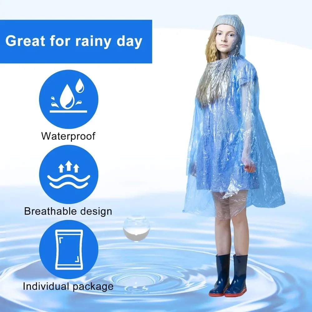 เสื้อกันฝนแบบใช้แล้วทิ้ง twoworld 30 ชิ้น สำหรับผู้หญิง จำนวนมาก, เสื้อกันฝนฉุกเฉินสำหรับผู้ใหญ่ ผู้ชาย ผู้หญิง เด็ก เดินทาง แคมป์ปิ้ง เดินป่า