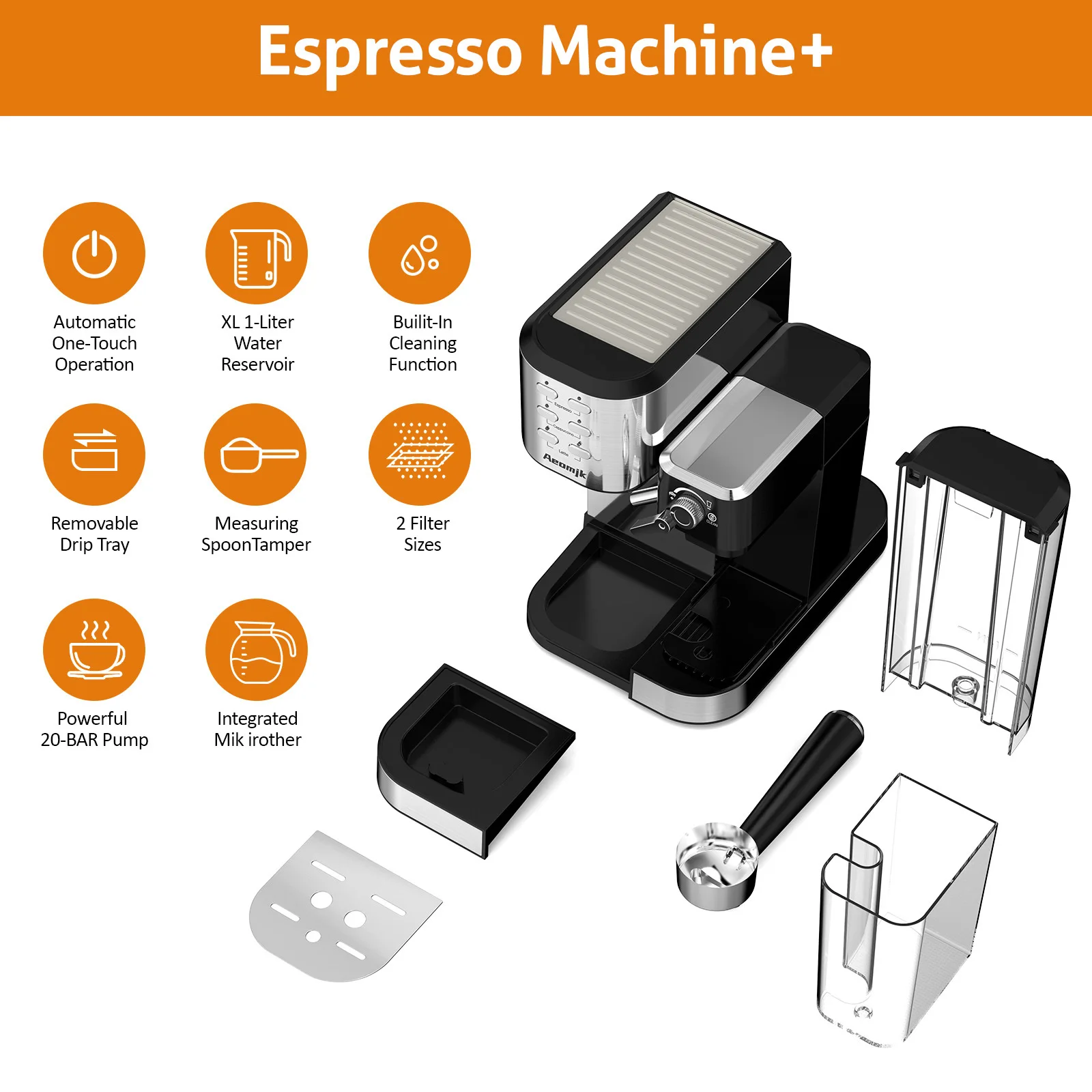 Home Milk Coffee Machine Semi-automatic Espresso Machine High-pressure Extraction Coffee Machine Milk Frothing Function 220V