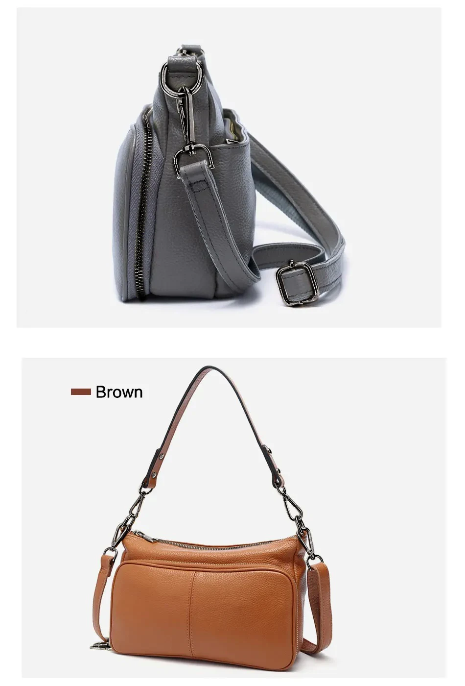 Zency Damen-Umhängetasche aus 100 % echtem Leder, hellviolett, Umhängetasche, Handtasche, modische Hobo-Tasche, Messenger-Taschen, Sac Bolsa – Detail 17