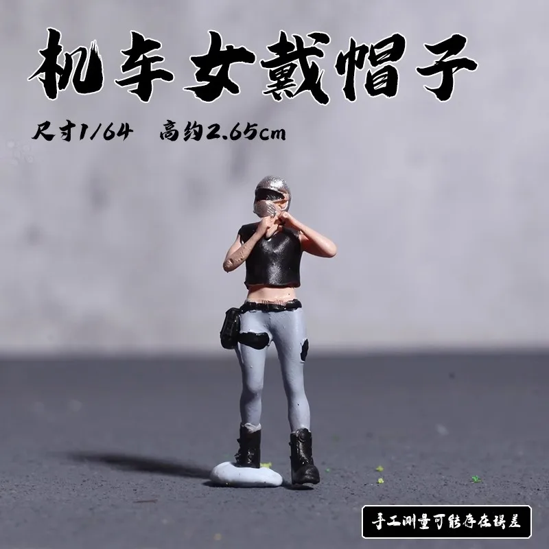 1/64 Veelzijdige pop automodel Miniatuur scène Foto Prop Reparatie Monteur Motorfiets Meisje Beeldjes Diorama