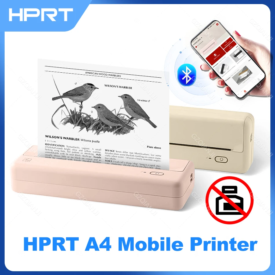 

HPRT A4 Portable Wireless Thermal Printer Bluetooth Inkless Photo Document PDF EXCEL WORLD Office Machine For Mobile Android iOS