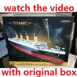 With Original Box 9090PCS Titanic Cruise Boat Ship Compatible With 10294 Building Block Bricks Toys For Christmas Birthday