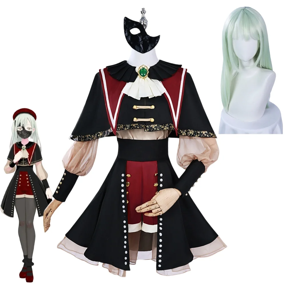 Anime BanG Dream! It's MyGO!!!!! Mutsumi Wakaba Cosplay Costume Ave Mujica Wig Black Red Cloak Lolita Woman Lovely Party Suit