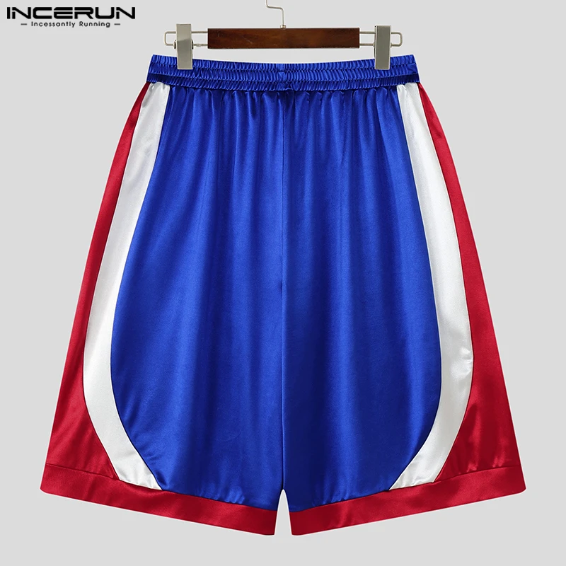 INCERUN الرجال السراويل المرقعة مرونة الخصر ركض فضفاضة واسعة الساق العجل طول السراويل الرجال الصيف الشارع الشهير تجريب الرجال قيعان