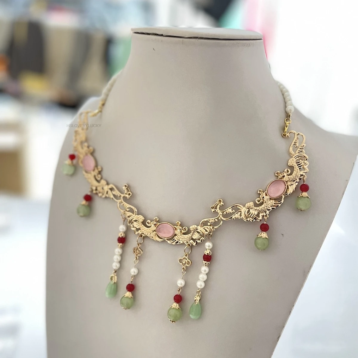 Chinese Ancient Style Women Accessory Necklace Pearl Collar Chinese Retro Elegant Hanfu Accessory Women Cosplay Vintage Necklace