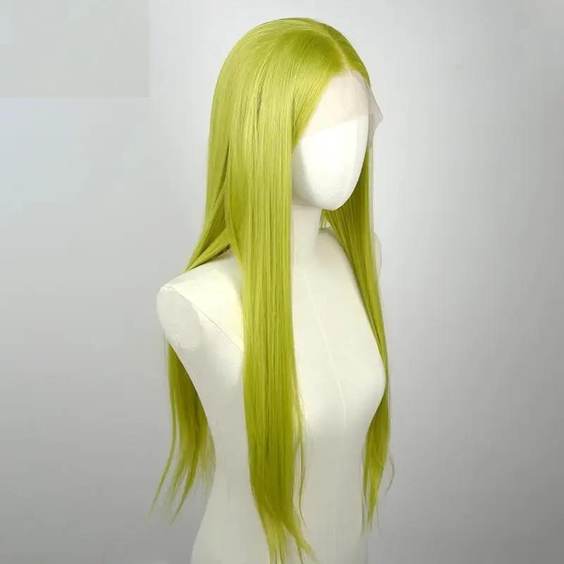 Light Green Lace Front Wigs for Fashion Women 26 Inches HD Straight 13*4 Natural Frontal Lace High Quality Synthetic for Cosplay