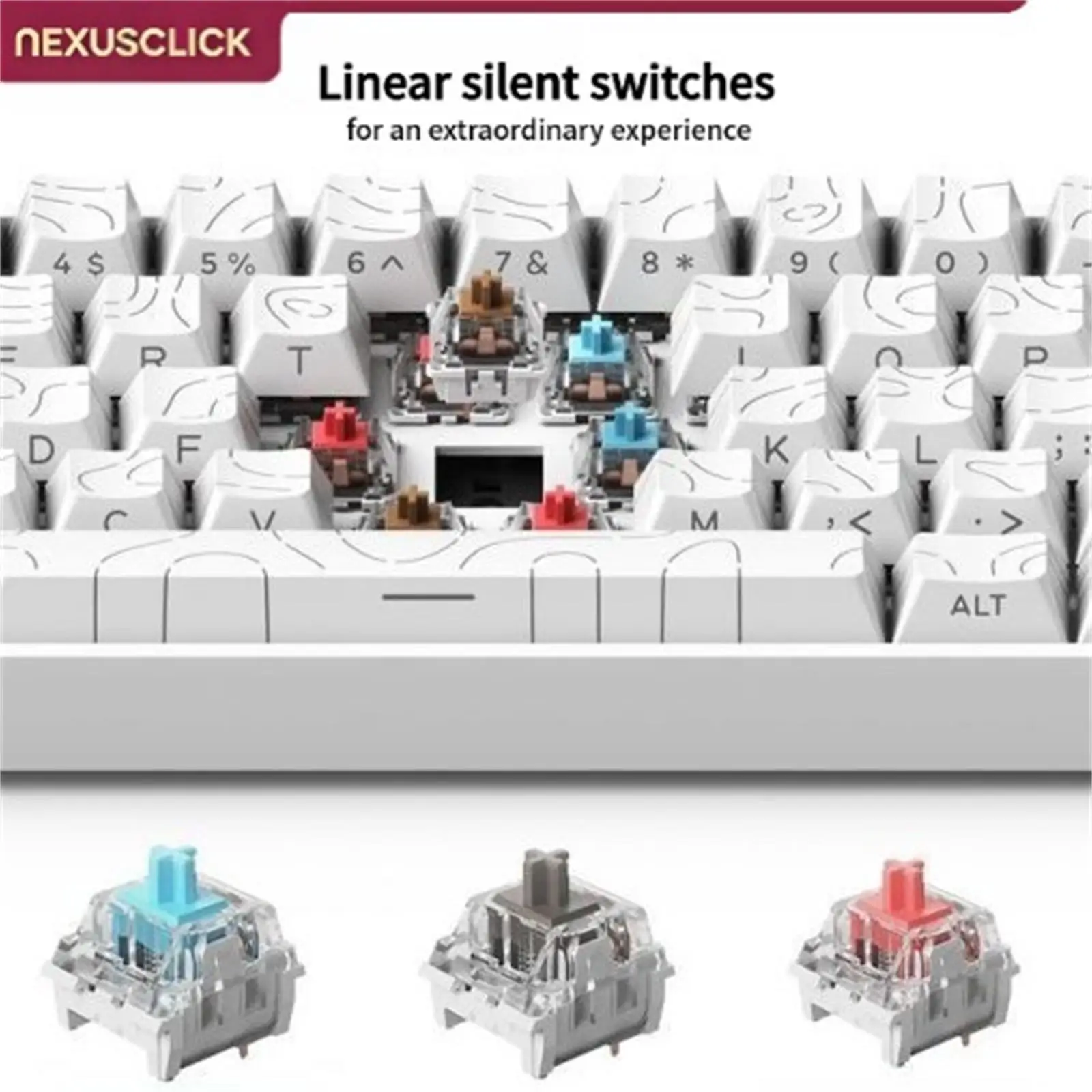NexusClick 61 Keys Brown Switch Gaming Keyboard,Hot Swappable RGB Mechanical Wired Keyboard PBT Keycaps Mini 60% Layout Esports