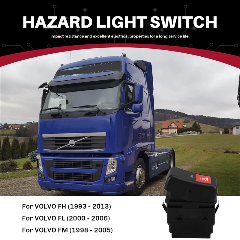 Durable-Emergency Flash Light Hazard Switch 8157750 For VOLVO FH, FL, FM, NH Series Trucks 12 16 7 10