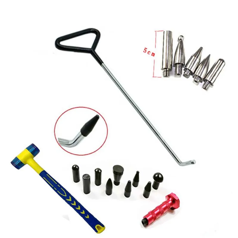 Car Dent Repair Hooks Stainless Steel Push Rods, Car Body Dent Removal Crowbar Kit  car Body dents and Hail Damage Removal set