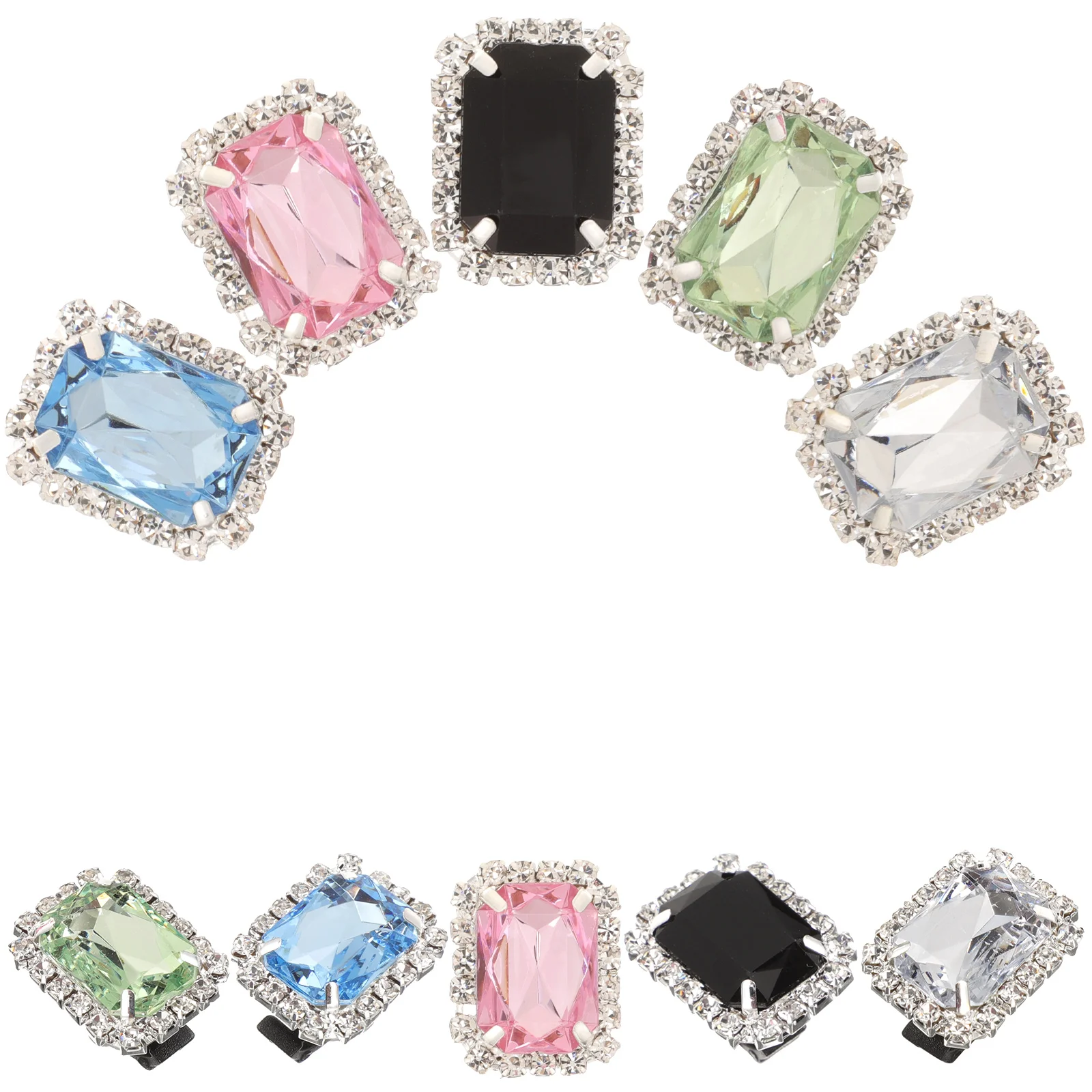 10 Pcs Shoe Buckle Rhinestone Charm Accessories Clip Jewelry Charms Decorate Glass Clips Alloy Women's White