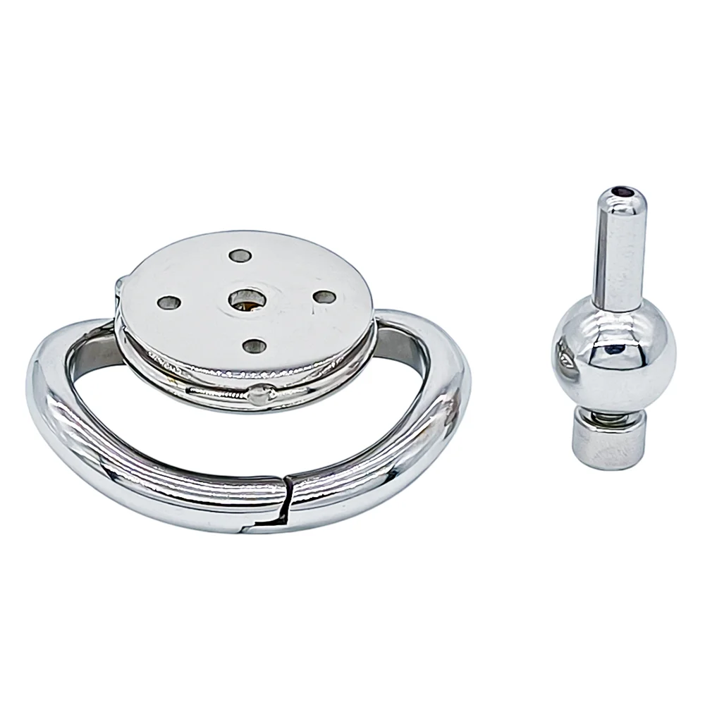 Stainless Steel Flat Male Chastity Devices Extrem Mini Cock Cage with Knot Urethral Catheter Sex Toys for Men Sissy Penis Lock