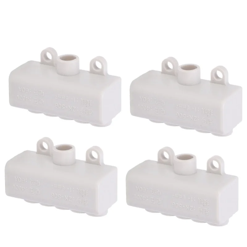 4Pcs HighPower Main Splitter TShape Wiring Terminal Block Industrial Connector 400V 60A(1-In 4-Out(ZK-506) )