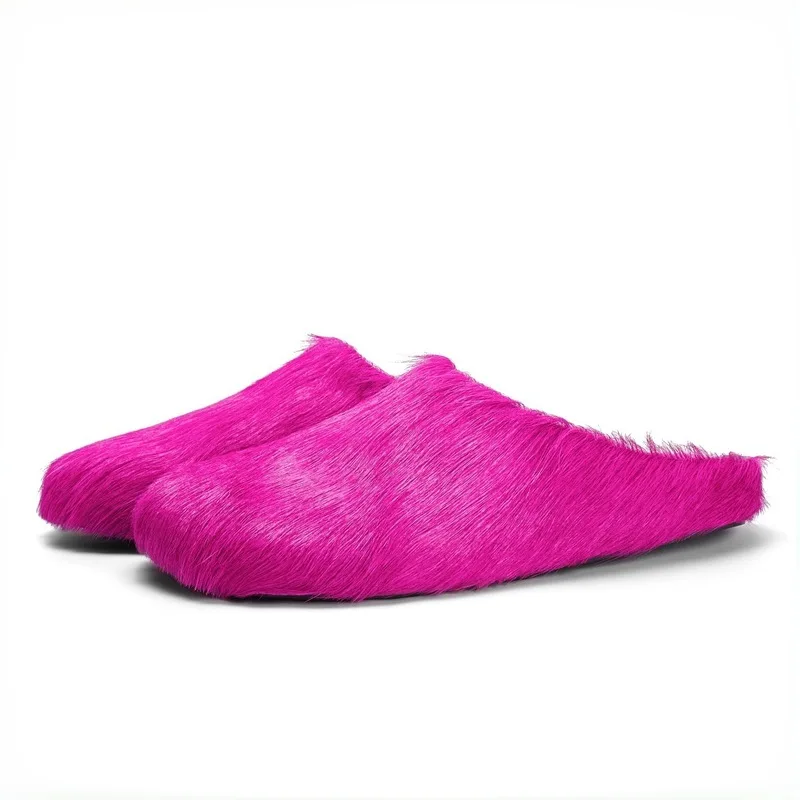 Women Horse Hair Closed Toe Mules Flats Antibacterial Deodorant Soft Cushion Slip On Casual Home Daily Walking Slides F290 view 5