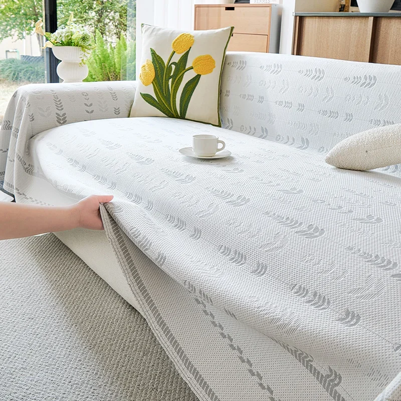 PE Ice Silk Cooling Feeling Summer Couch Cover Cool Breathable Sofa Towel One-piece Furniture Protector Recliner Armchair Covers
