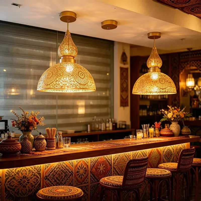 Southeast Asia Exotic Chandelier for Arabian Retro Iron Art Moroccan Hanging Lamp Thai Bar Restaurant Creative Homestay Lighting