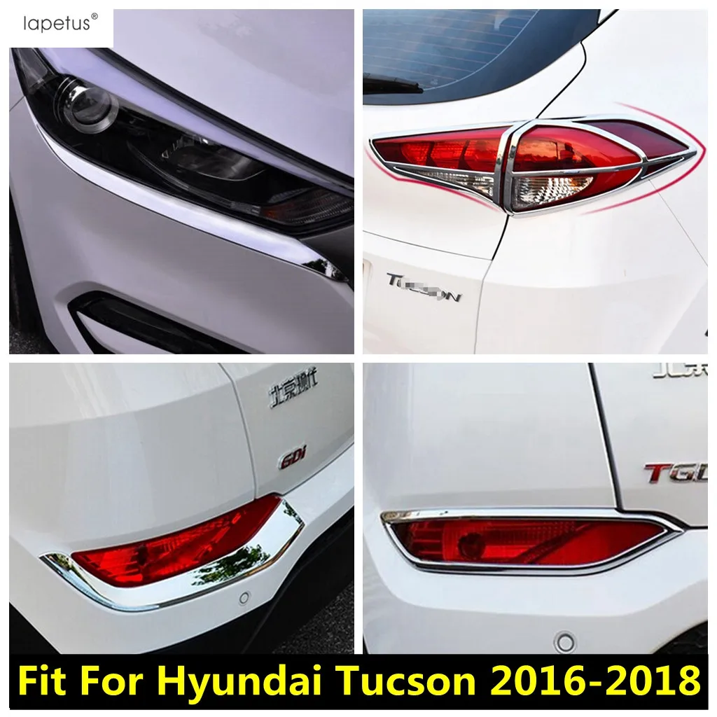 Chrome Front Rear Head Tail Fog Light Lamp Eyelid Eyebrow Strip Cover Trim For Hyundai Tucson 2016 - 2018 Accessories Exterior