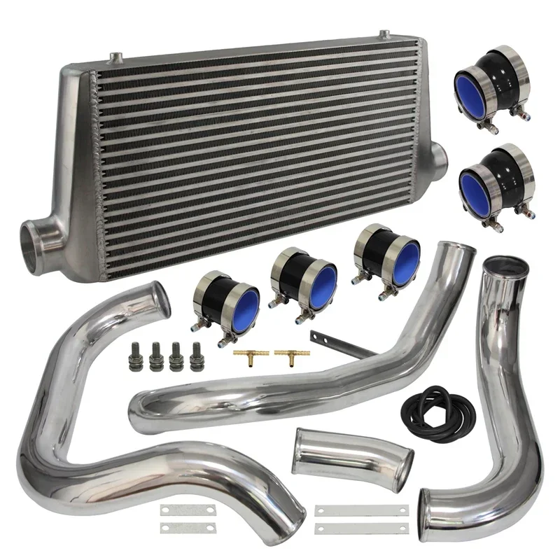 Red/Blue/Black Upgrade Aluminum Intercooler w/ Piping Pipe Kit Fits For Nissan Skyline R32 R33 R34 GTST RB20 RB25DET 93-98
