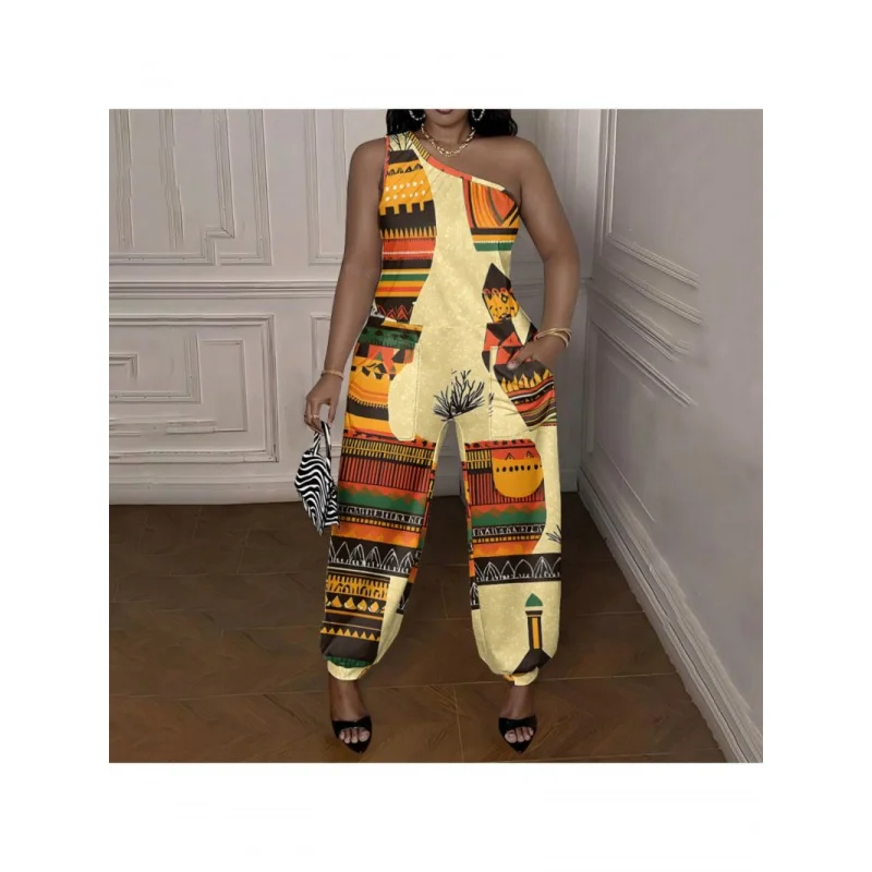 

Новый модный свободный женский комбинезон больших размеров с цифровым принтом