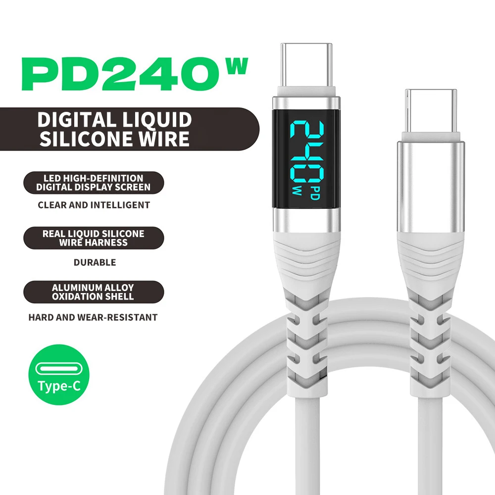 240W USB C to Type C Charging Cable with Smart LED Display,E-Marker Chip,PD Fast Charging Cord for iPhone17/Samsung Galaxy S22