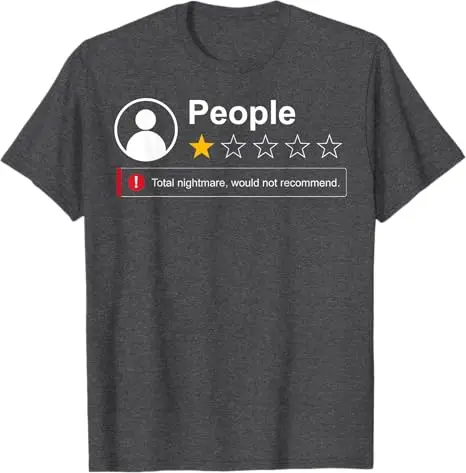 Funny People One Star Total Nightmare Would Not Recommend T-Shirt Y2k Sarkastisches Humor-T-Shirt mit 1-Sterne-Bewertung für Menschen mit Humor – Detail 8