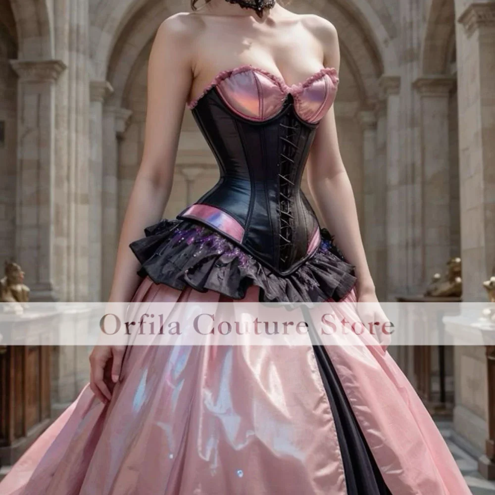 Vintage Victorian Pink Prom Dresses Ruched Sweetheart Corset A-Line Evening Gown Special Occasion Outfit Customized