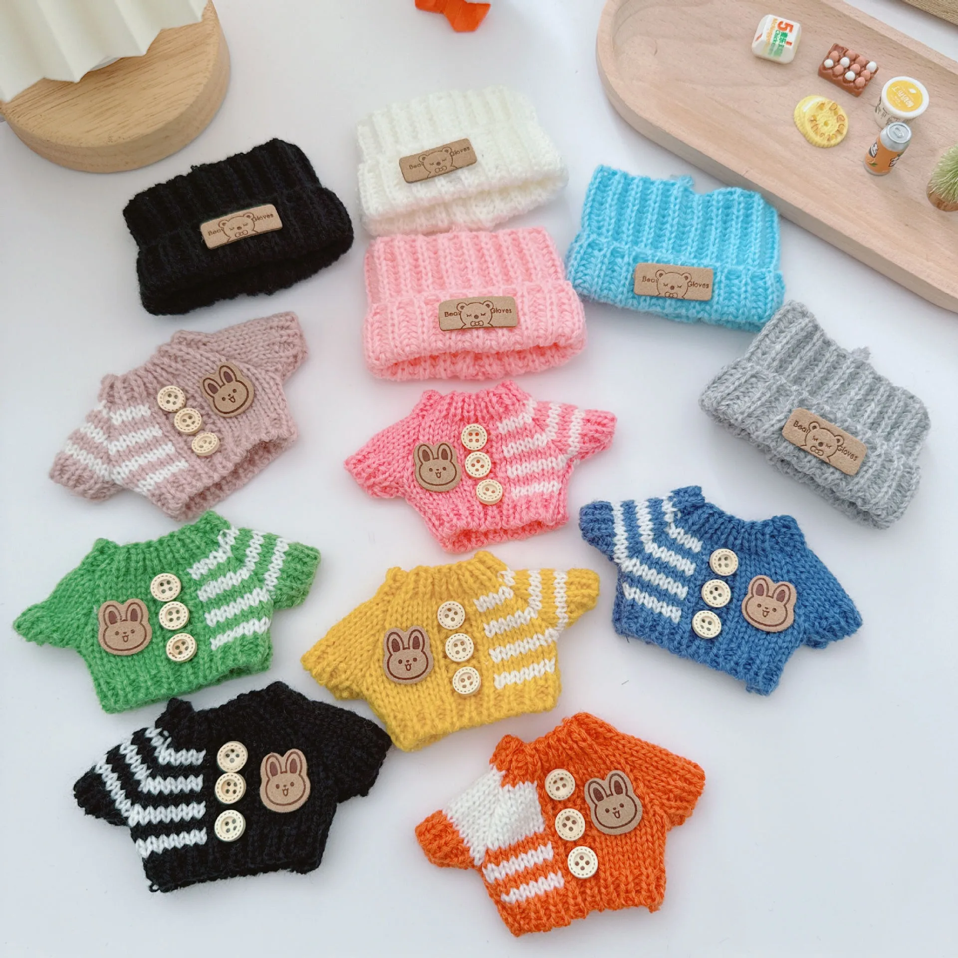 Para 15-17 cm lalaubu roupas originais labubu brinquedo boneca de luxo nova festa sentada urso etiqueta cachecol chapéu saco bonecas acessórios bonito