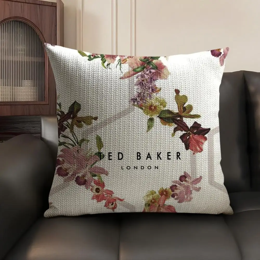 Moda T-TED B-BAKERs Federa in lino naturale Tessuto organico Stampa fronte-retro Divano Decorazioni per la casa Fodera per cuscino regalo