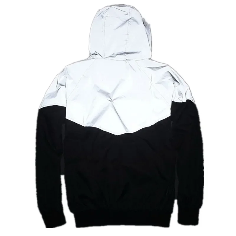 New Night Men Patchwork Reflective Jacket Hip Hop Party Dancer Casual Waterproof Windbreaker Men Coat Trend Brand