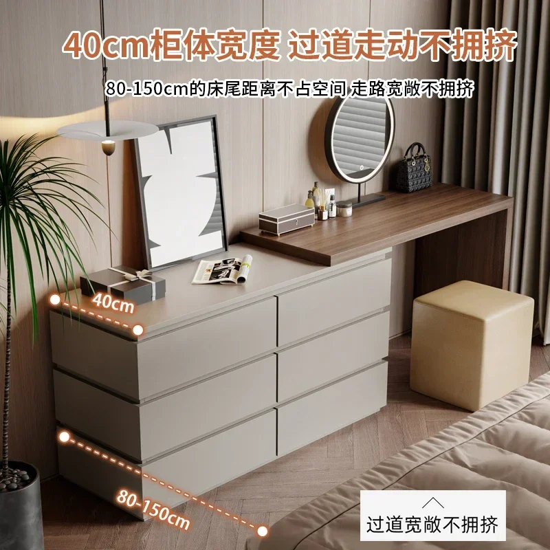 The product can be customized.Solid wood dresser, bedroom vanity chest of drawers in one, bed side table retractable